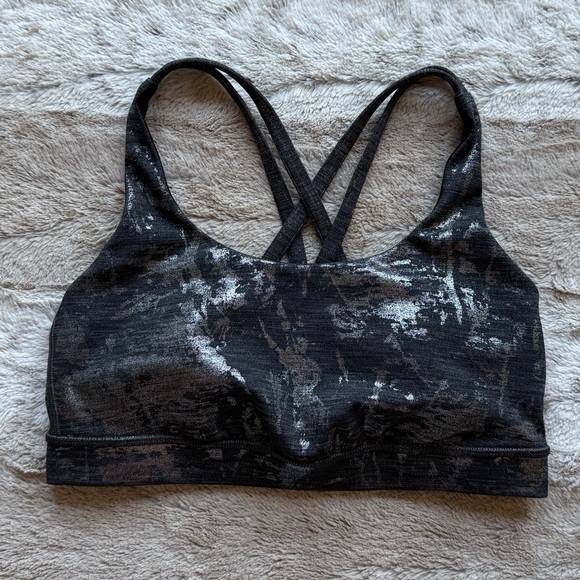 Lululemon Energy Bra in Crinkle Heather Brindle High Shine Foil Size 6 - Picture 4 of 13